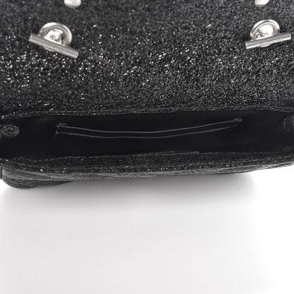 Saint Laurent Metallic Crackled Calfskin Chevron Monogram Classic Baby Punk Chain Bag Black 5 of 7
