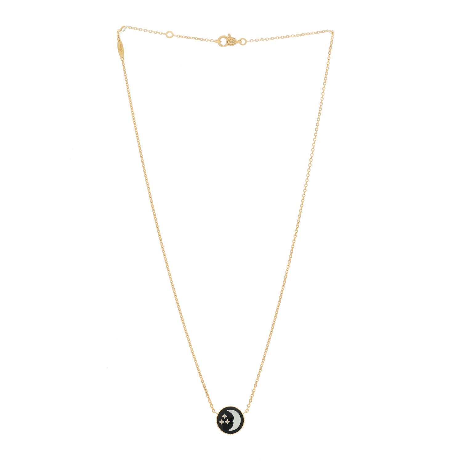 Christian Dior 18K Yellow Gold Platinum Diamond Black Onyx Mother of Pearl Rose Celeste Pendant Necklace 4 of 6