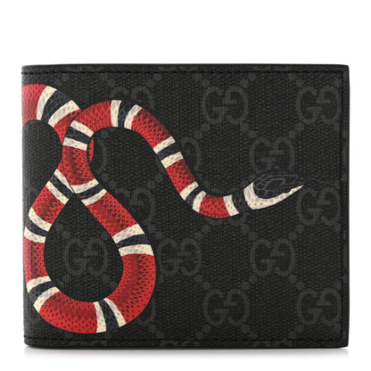 Gucci GG Supreme Monogram Kingsnake Nice Bi-Fold Wallet Black Grey 1 of 8