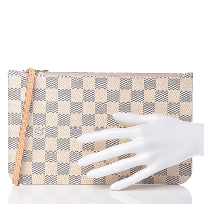 Louis Vuitton Damier Azur Neverfull MM GM Pochette Rose Ballerine 2 of 6