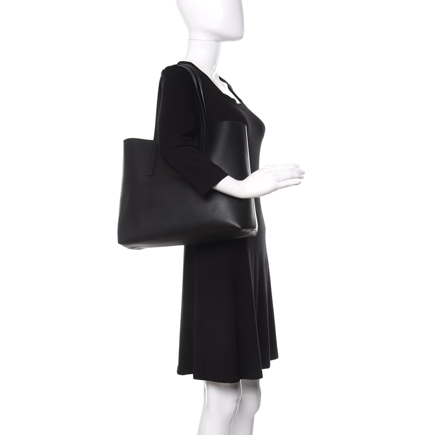 Fendi Vitello Vienna Enamel F is Fendi Shopping Tote Black Taupe 2 of 10