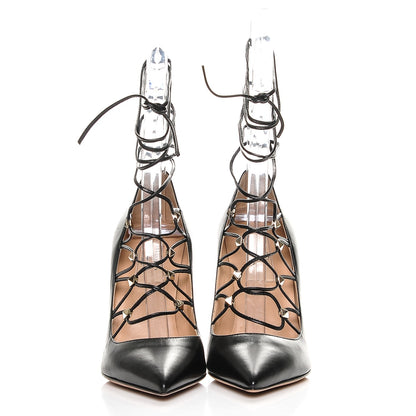 Valentino Garavani Nappa Rockstud Gladiator Lace Up Pumps 36 Black 2 of 7