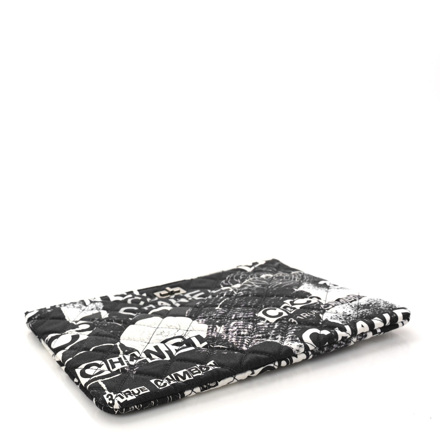 Jersey Quilted Graffiti Large Reissue Cosmetic Case Black White