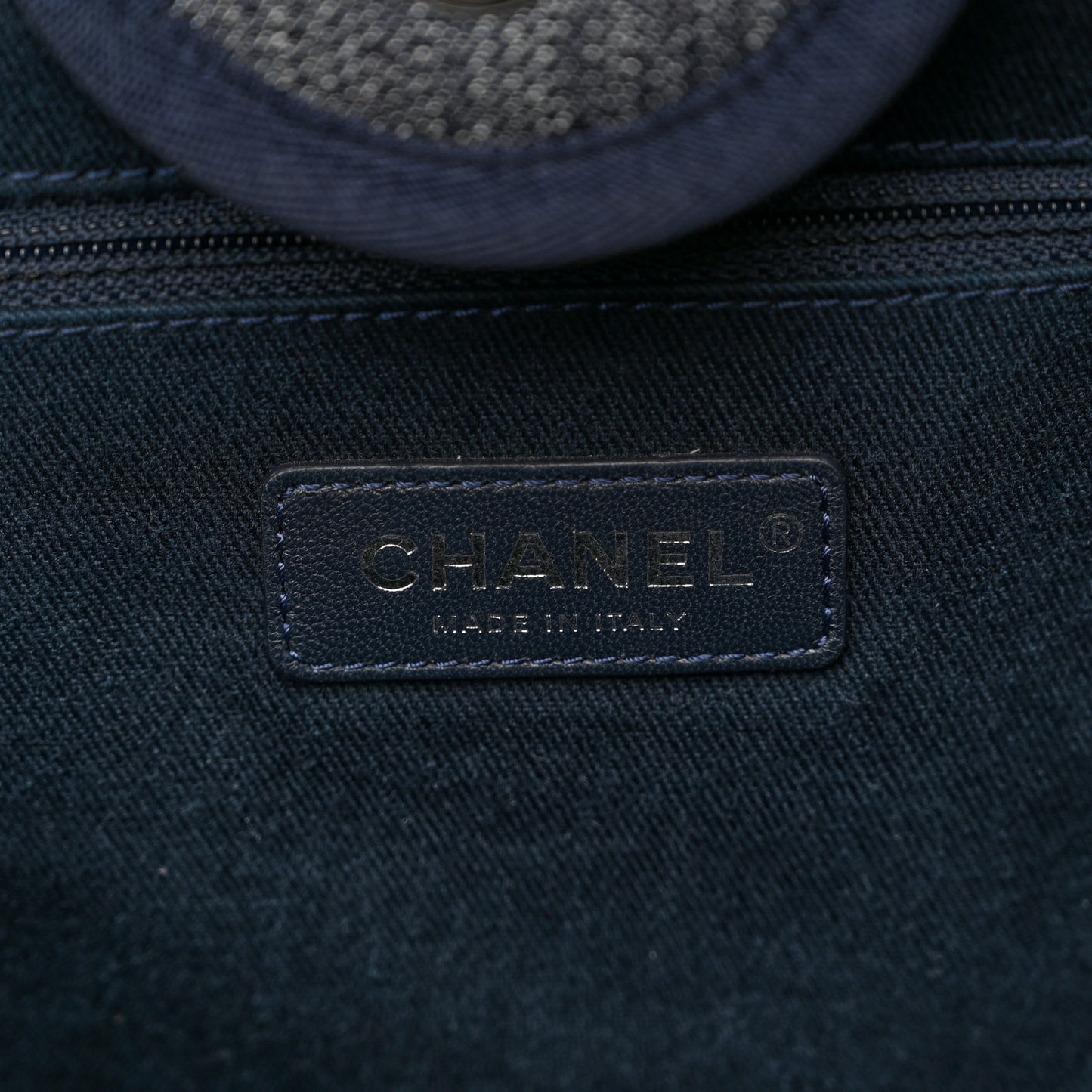 Denim Medium Deauville Tote Blue Orange