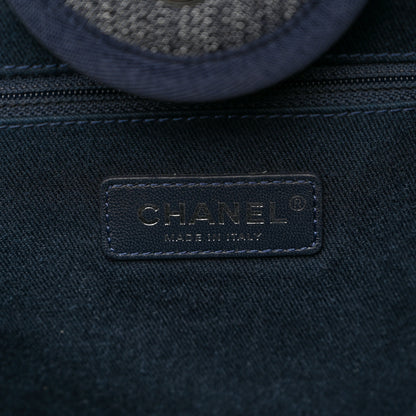Chanel Denim Medium Deauville Tote Blue Orange 6 of 11