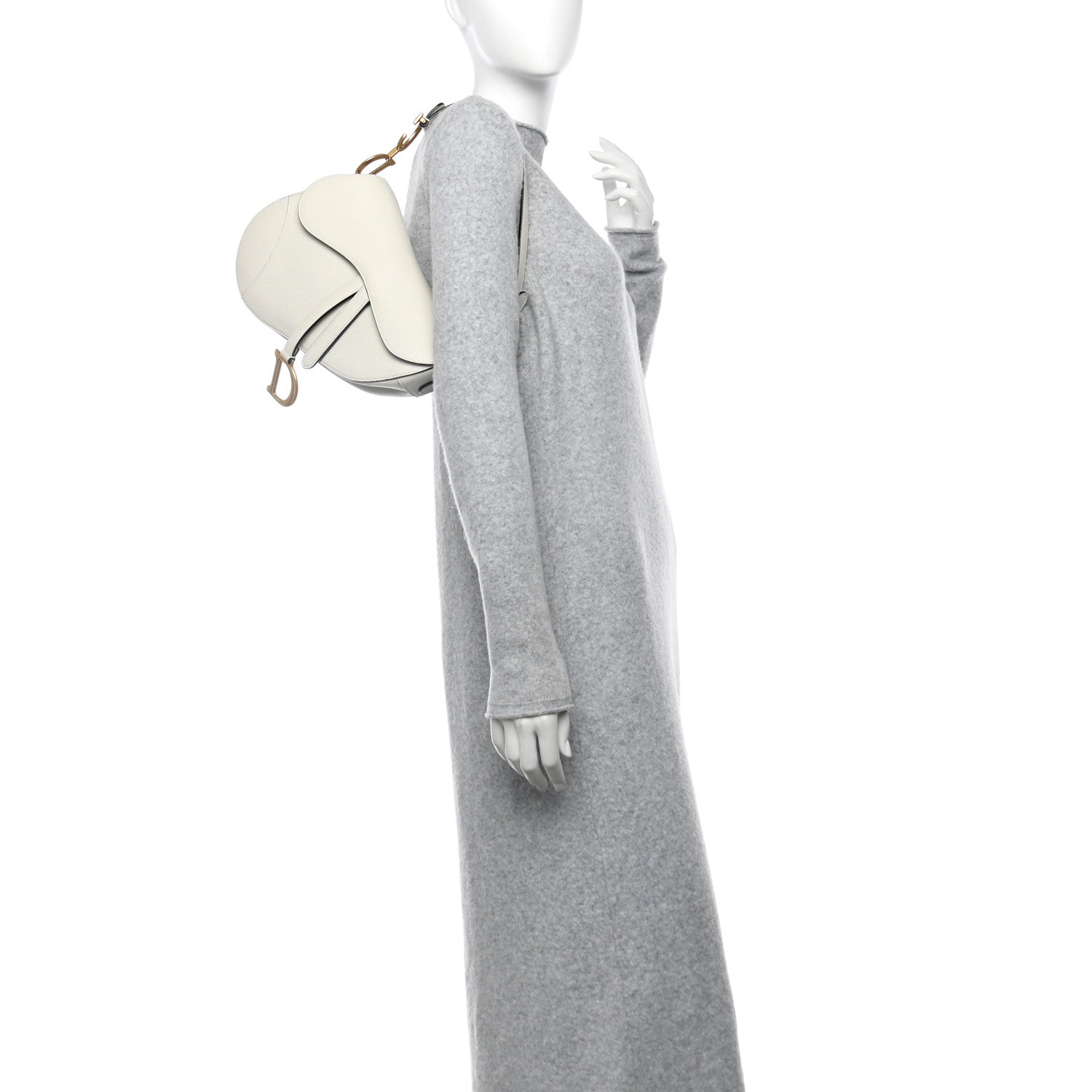 Christian Dior Grained Calfskin Saddle Bag White 2 of 12