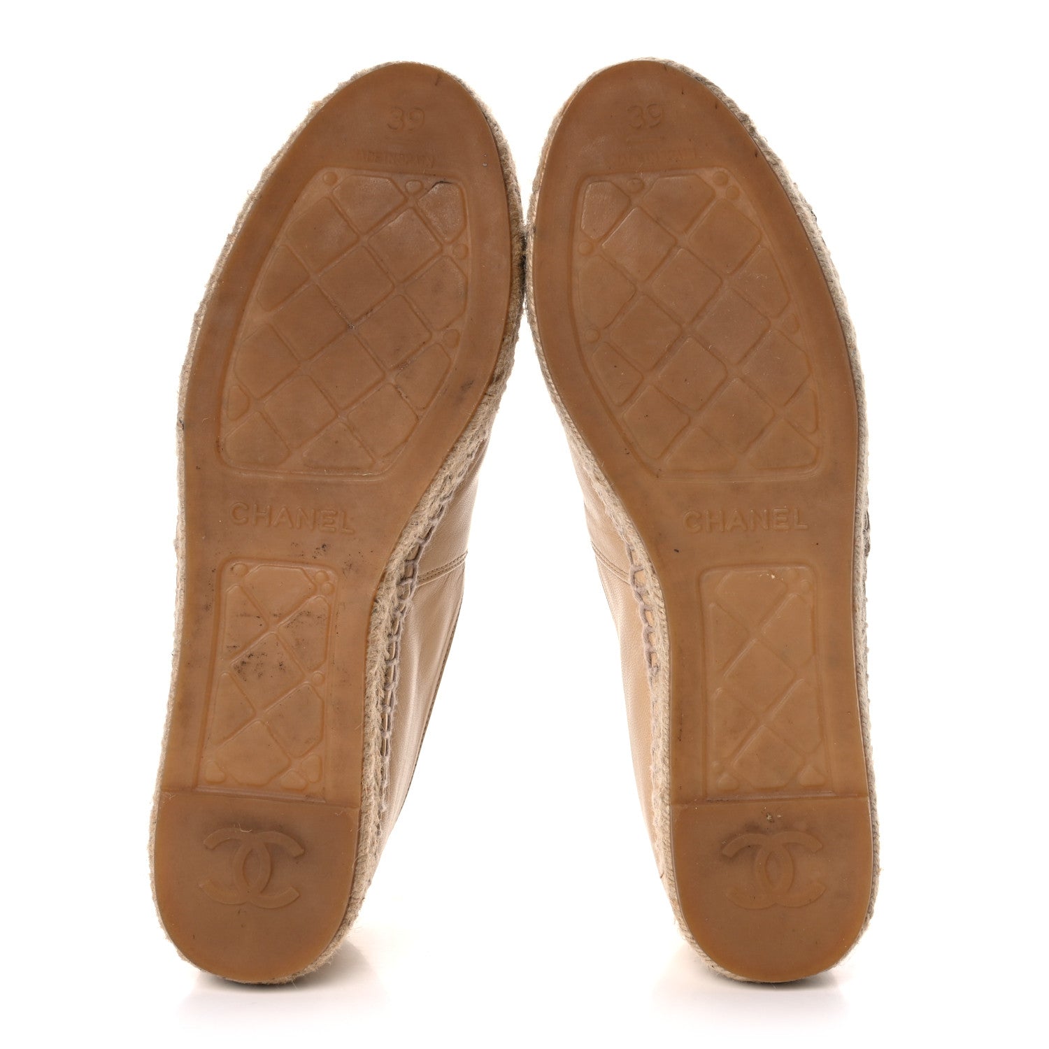 Chanel Lambskin CC Espadrilles 39 Beige Black 5 of 14