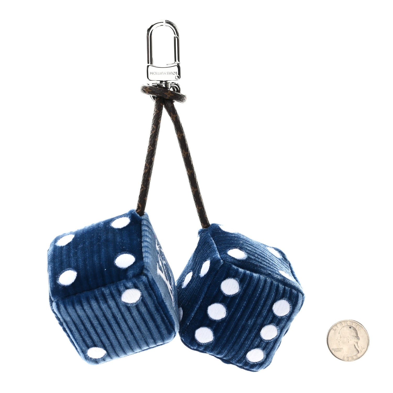 Louis Vuitton Velvet Monogram Embroidered Lucky Dice Bag Charm Blue 2 of 4