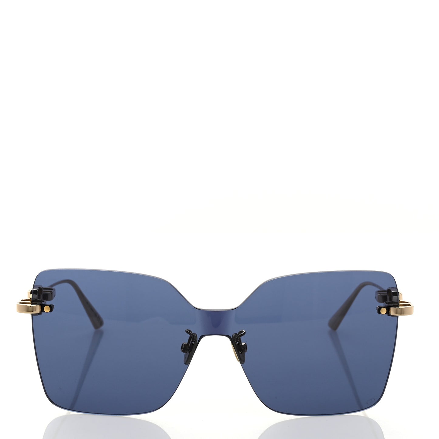 Metal CD Chain M1U Shield Sunglasses Gold Dark Blue