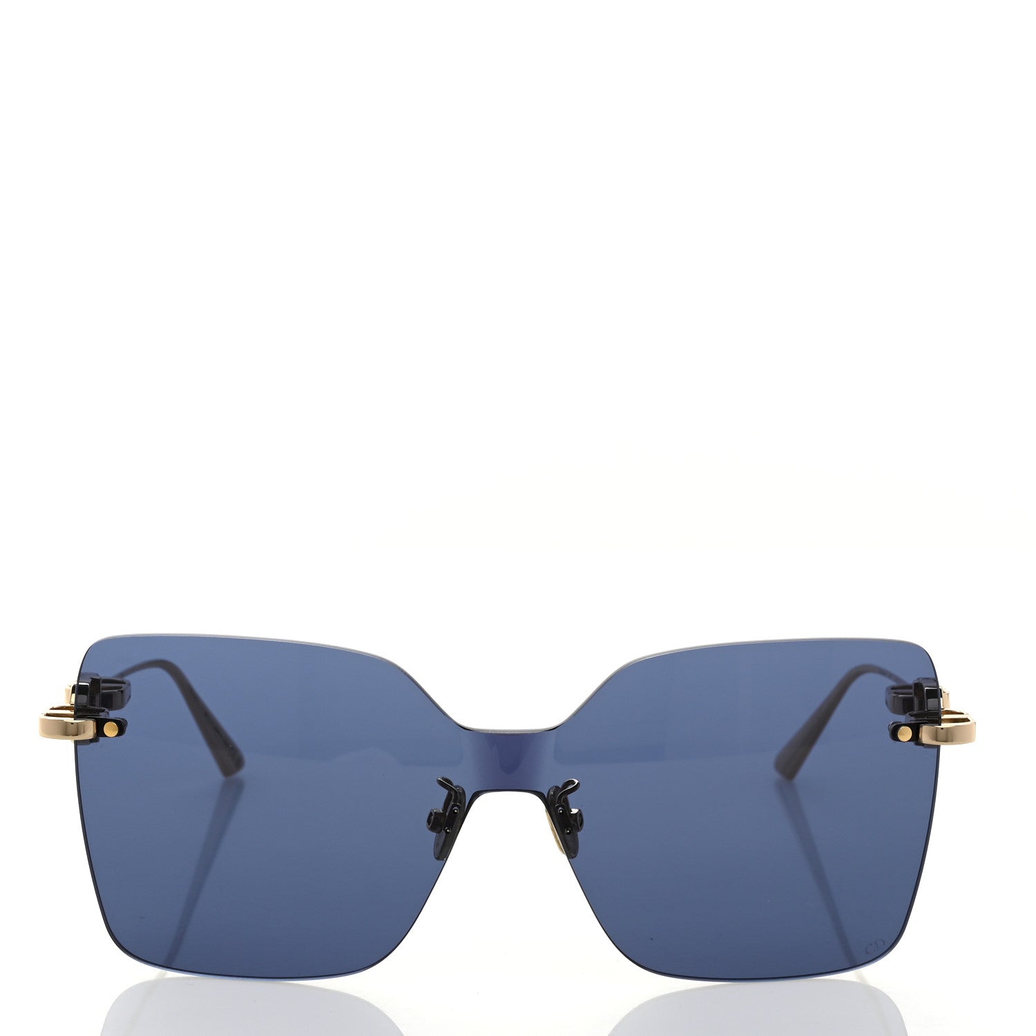 Christian Dior Metal CD Chain M1U Shield Sunglasses Gold Dark Blue 2 of 8