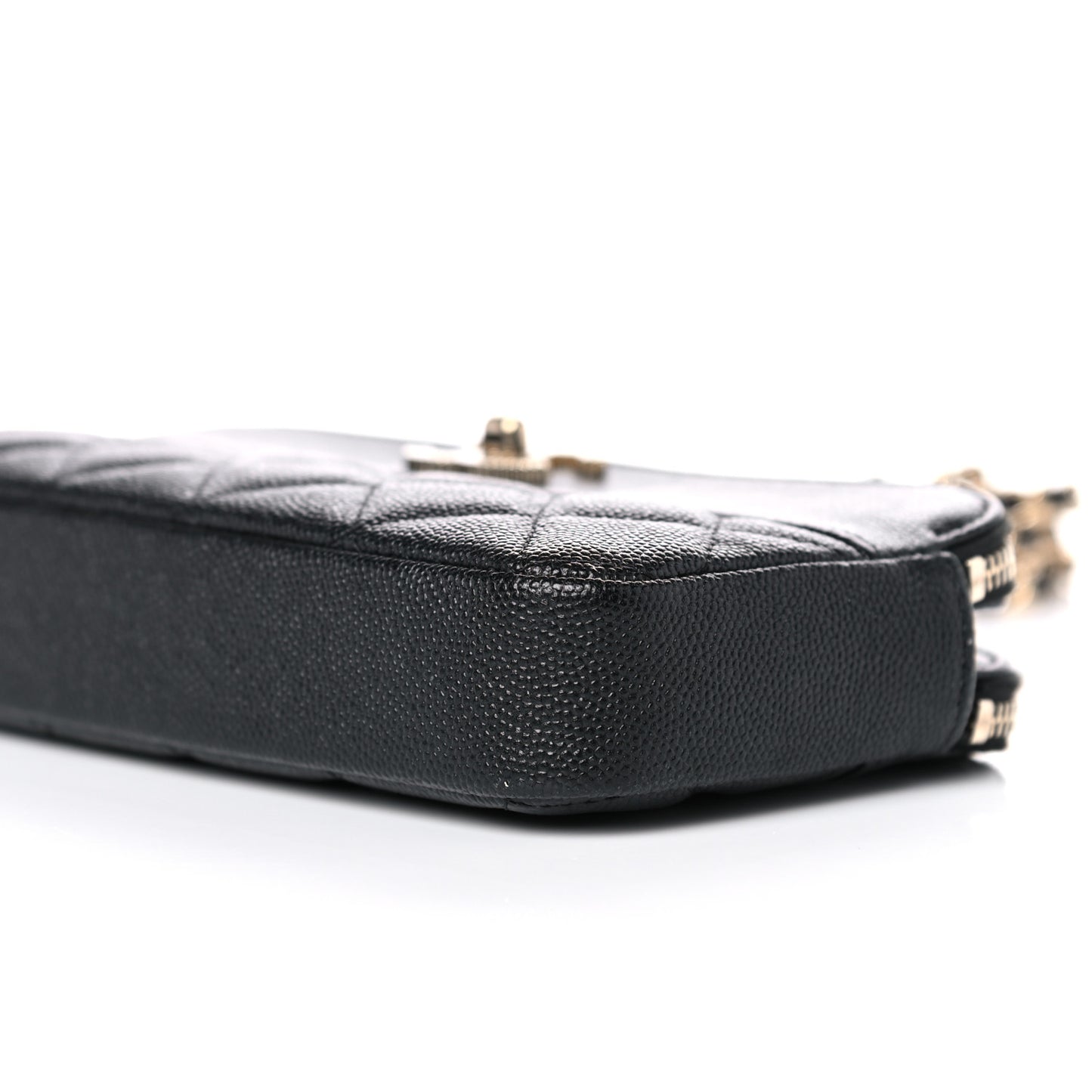 Caviar Quilted Small Vintage Mademoiselle Clutch With Chain Black