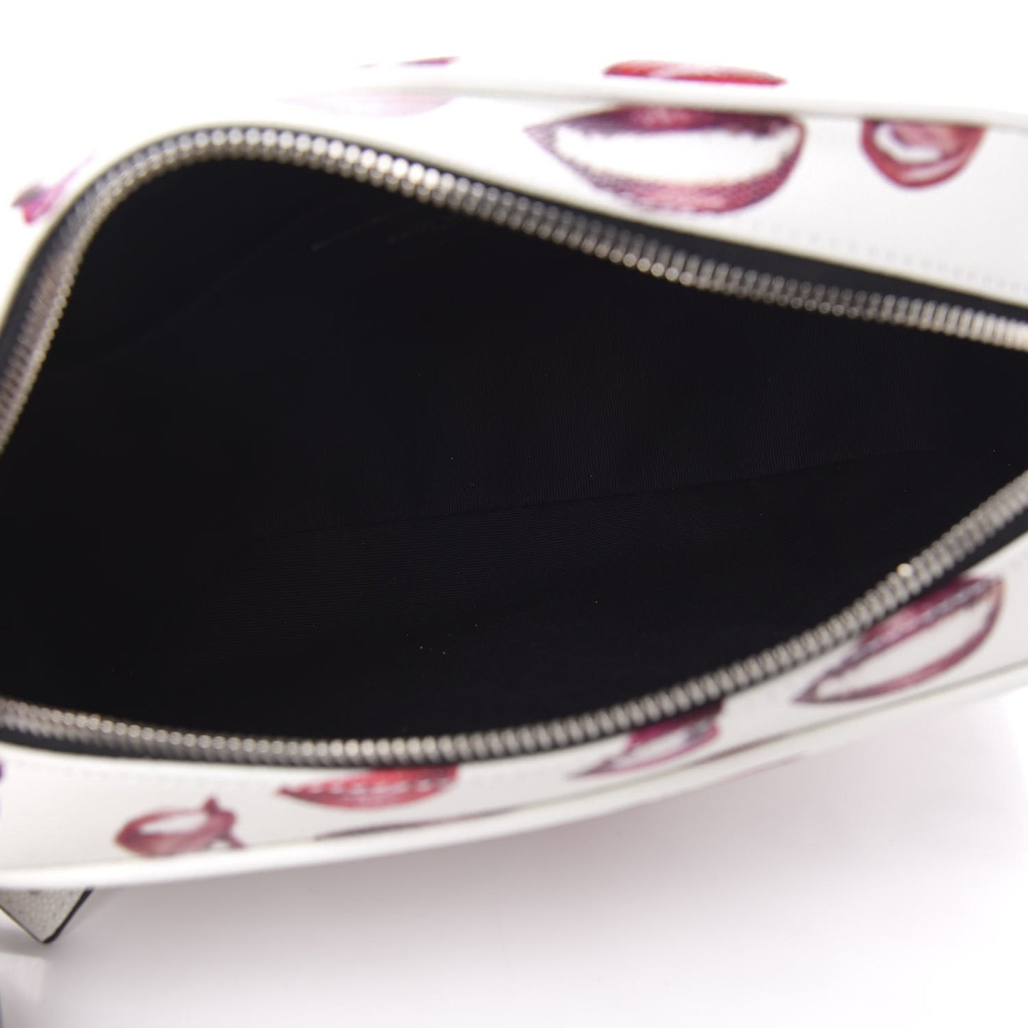 Grain De Poudre Lips Print Medium Classic Monogram Camera Bag White Red