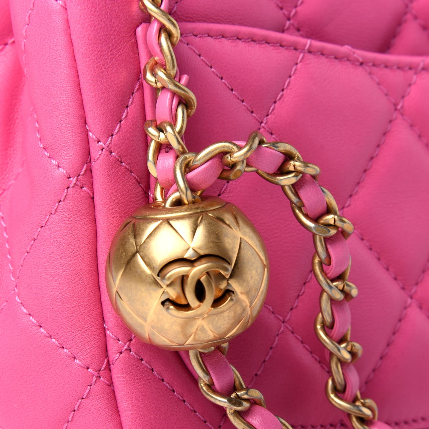 Lambskin Quilted Mini Pearl Crush Flap Pink