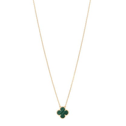 Van Cleef & Arpels 18K Yellow Gold Malachite Vintage Alhambra Pendant Necklace 1 of 5