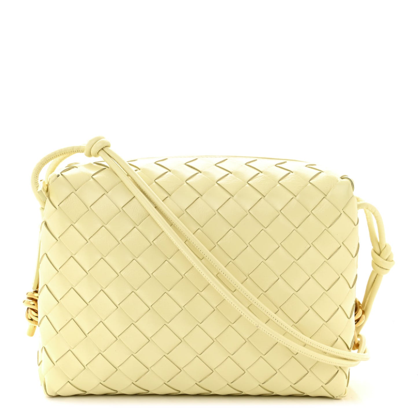 Calfskin Intrecciato Metallic Knot Small Loop Crossbody Bag Ice Cream