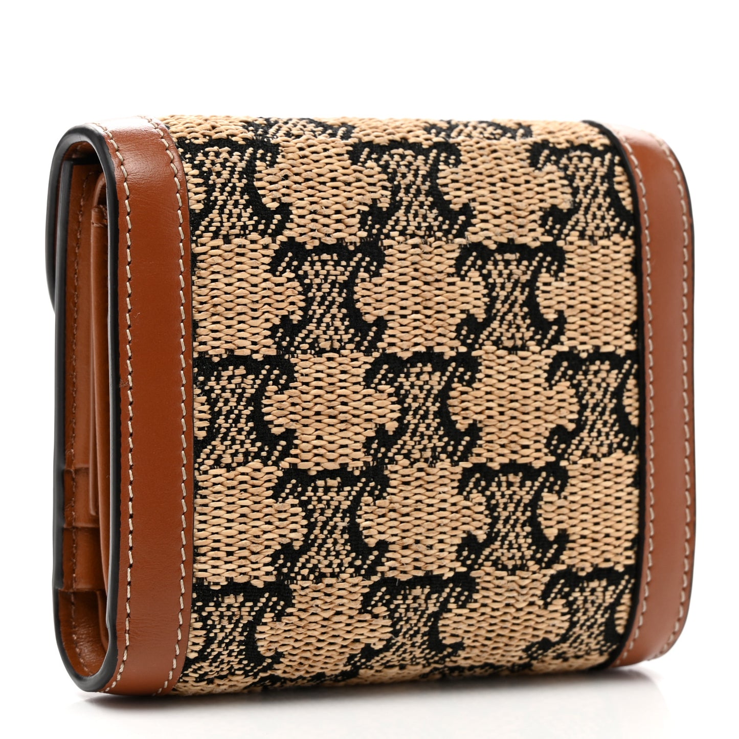Calfskin Triomphe Canvas Small Triomphe Wallet Natural Tan