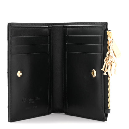 Christian Dior Lambskin Cannage Lady Dior Dahlia Wallet Black 5 of 9