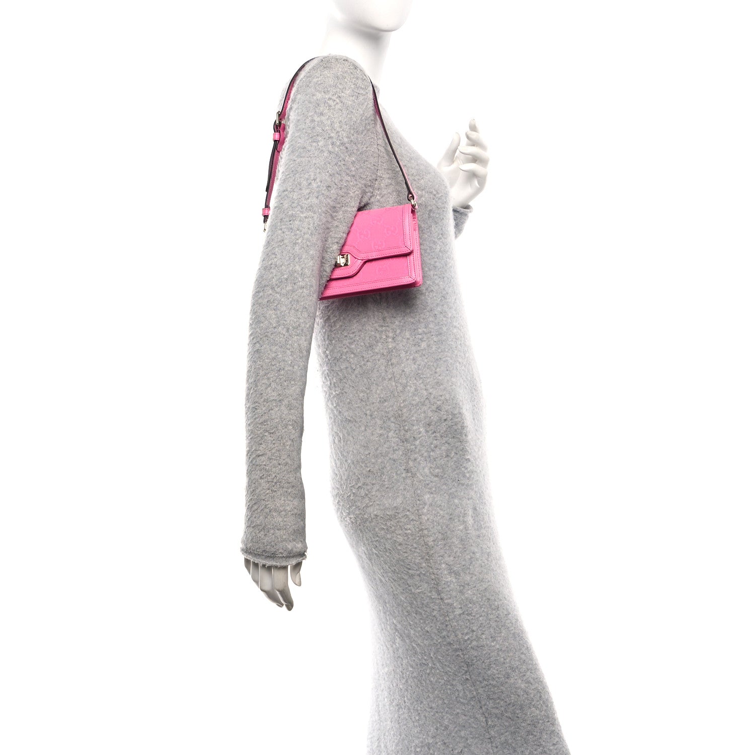 Gucci GG Monogram Scratch Lux Calfskin Mini Luce Shoulder Bag Blossom Rose Dark Blossom 2 of 9
