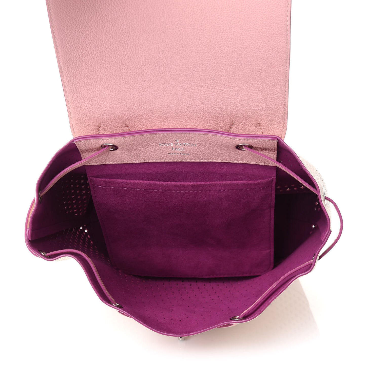 Perforated Calfskin Lockme Backpack Rose Poudre Creme