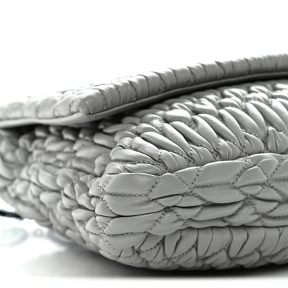 Miu Miu Nappa Matelasse Crystal Flap Clutch Grey 8 of 9