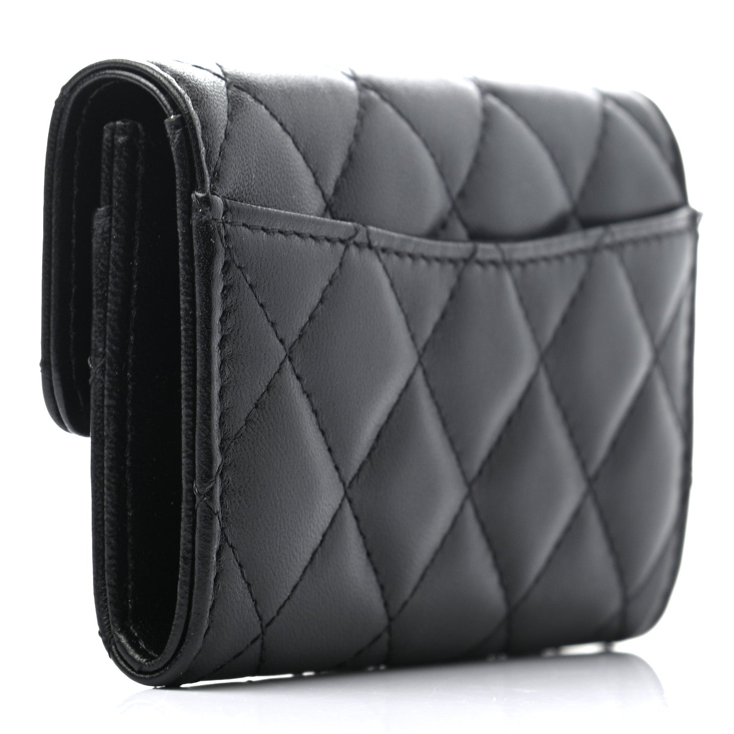 Chanel Lambskin Quilted Flap Card Holder Wallet So Black 3 of 8