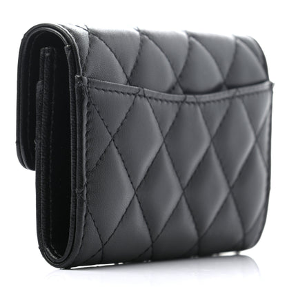 Chanel Lambskin Quilted Flap Card Holder Wallet So Black 3 of 8