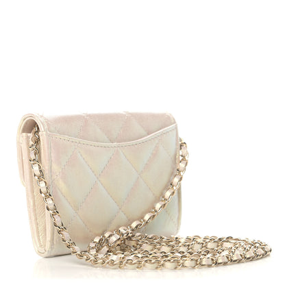 Chanel Iridescent Lambskin Quilted Flap Card Holder On Chain Ivory 2 of 4