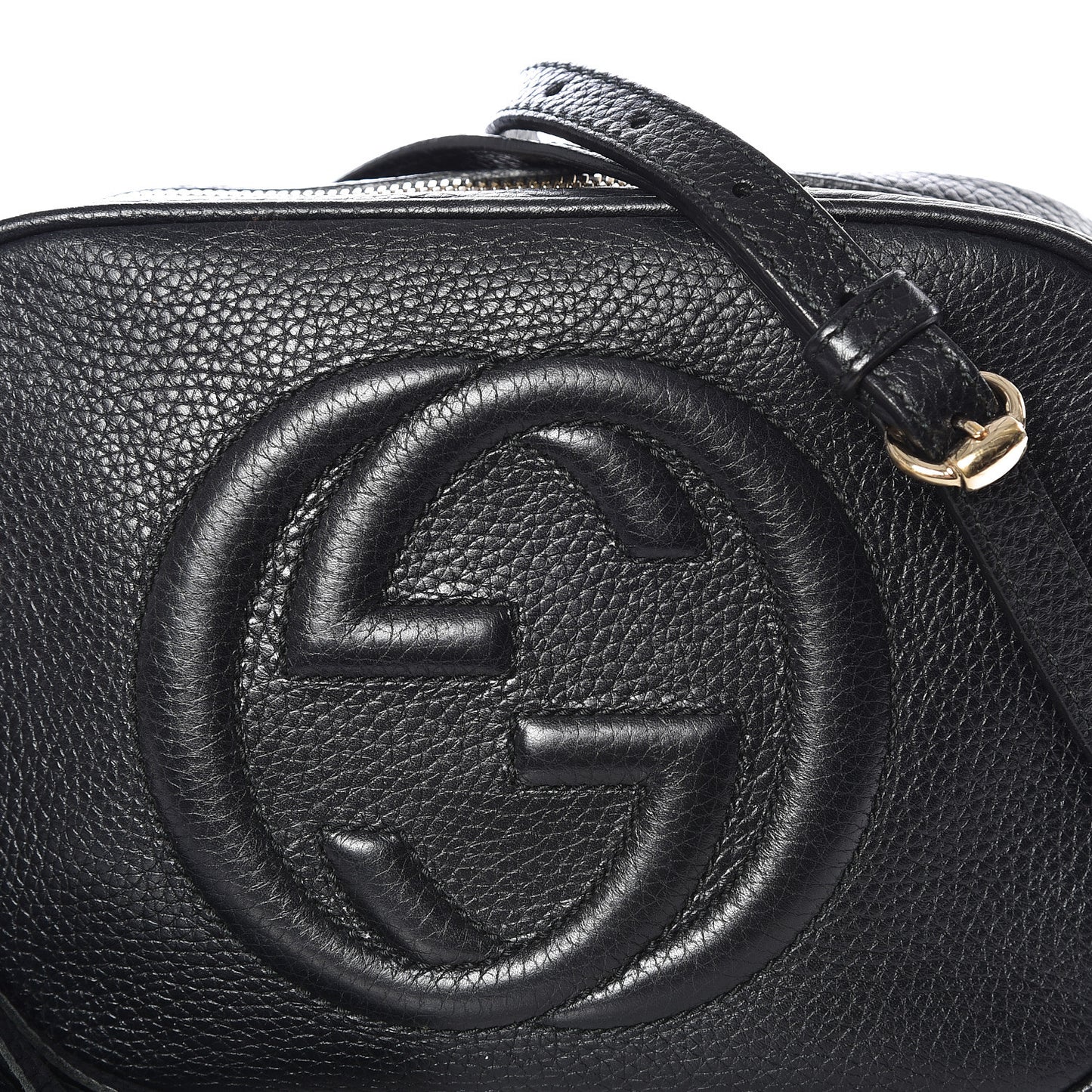 Pebbled Calfskin Small Soho Disco Bag Black