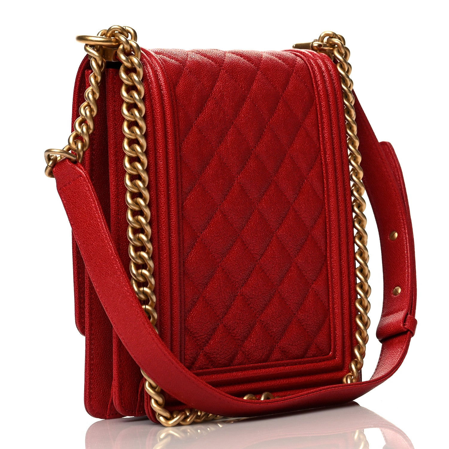 Chanel Caviar Quilted North South Boy Flap Red 3 of 11