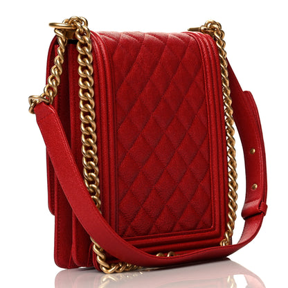 Chanel Caviar Quilted North South Boy Flap Red 3 of 11