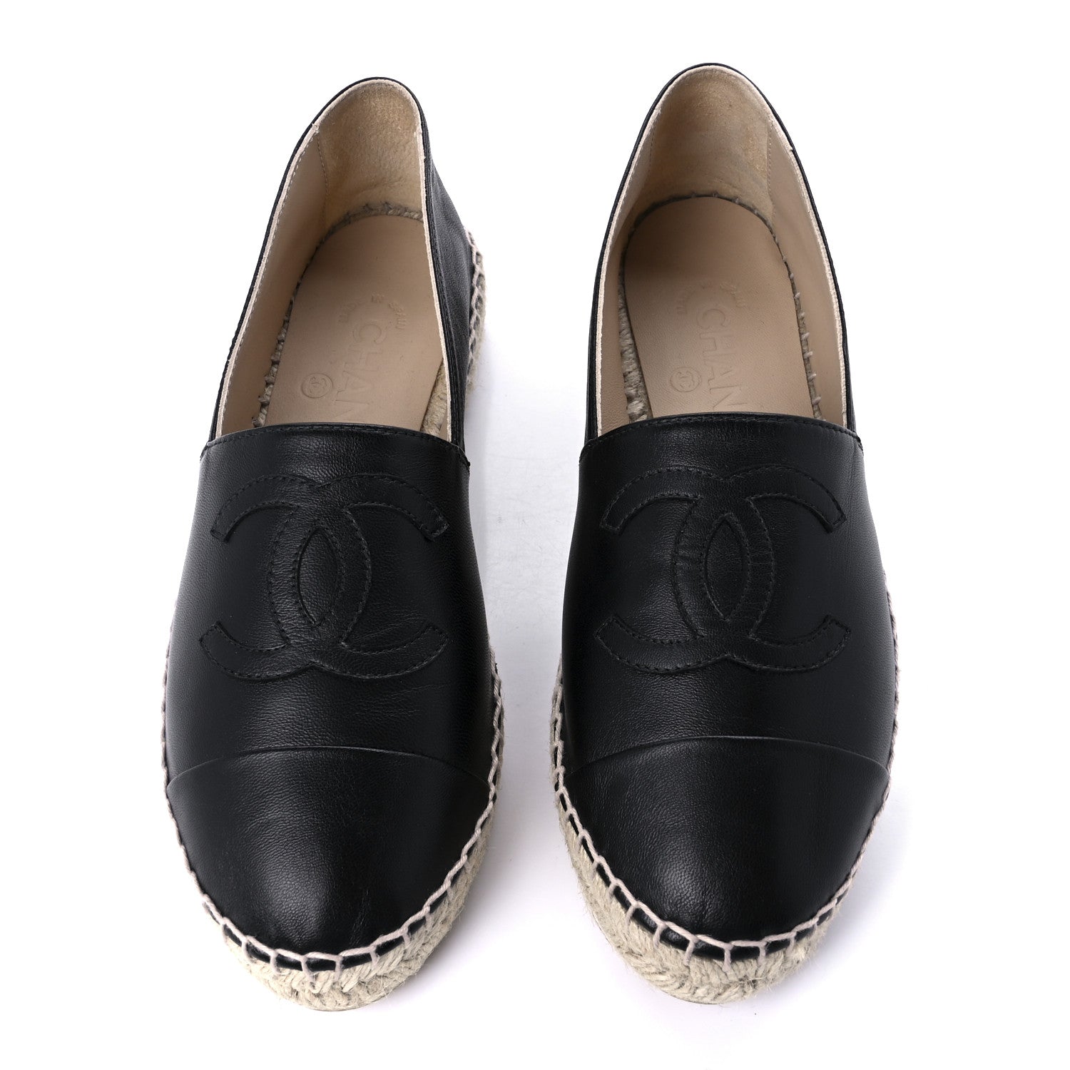 Chanel Lambskin CC Espadrilles 37 Black 5 of 12