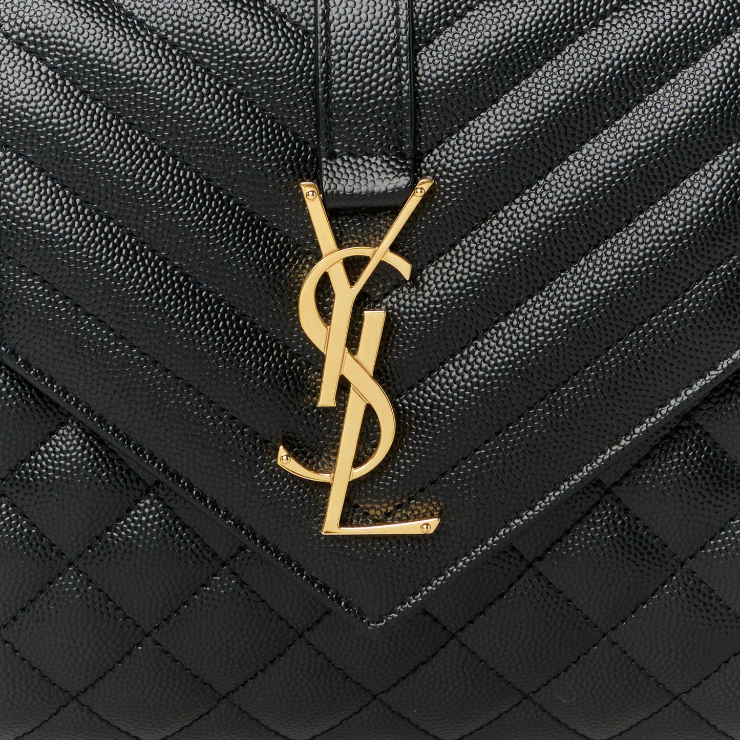 Grain De Poudre Textured Mixed Matelasse Triquilt Medium Monogram Satchel Black
