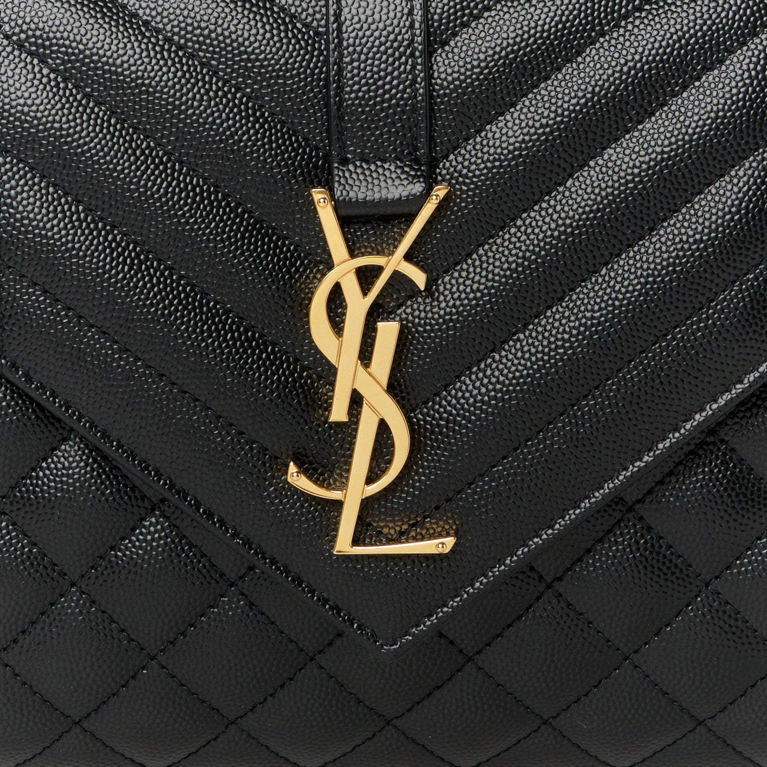Saint Laurent Grain De Poudre Textured Mixed Matelasse Triquilt Medium Monogram Satchel Black 8 of 10
