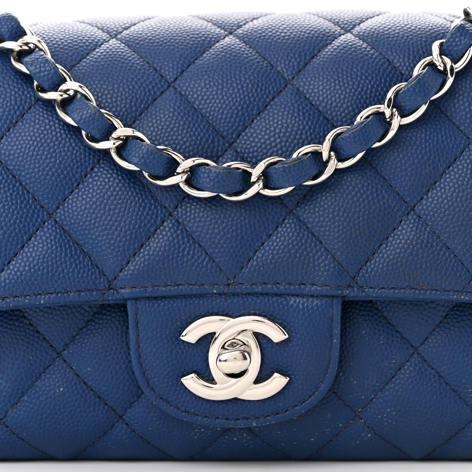 Chanel Caviar Quilted Mini Rectangular Flap Blue 8 of 18