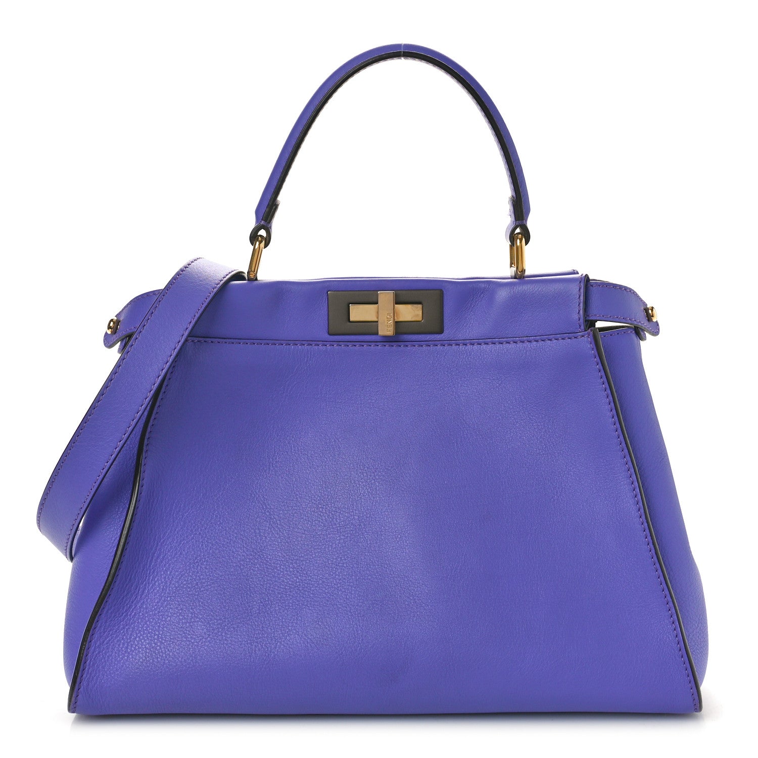 Fendi Vitello Seta Medium Peekaboo Iconic Satchel Viola Cassis 1 of 11