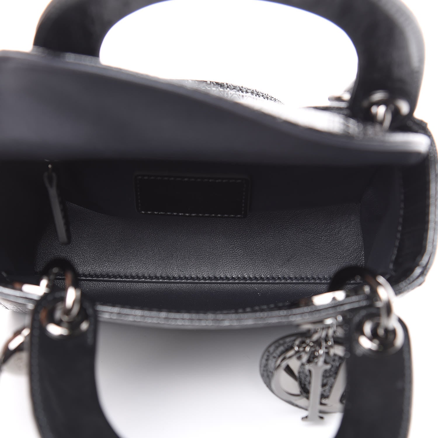 Christian Dior Metallic Patent Micro-Cannage Mini Lady Dior Onyx Black 5 of 11