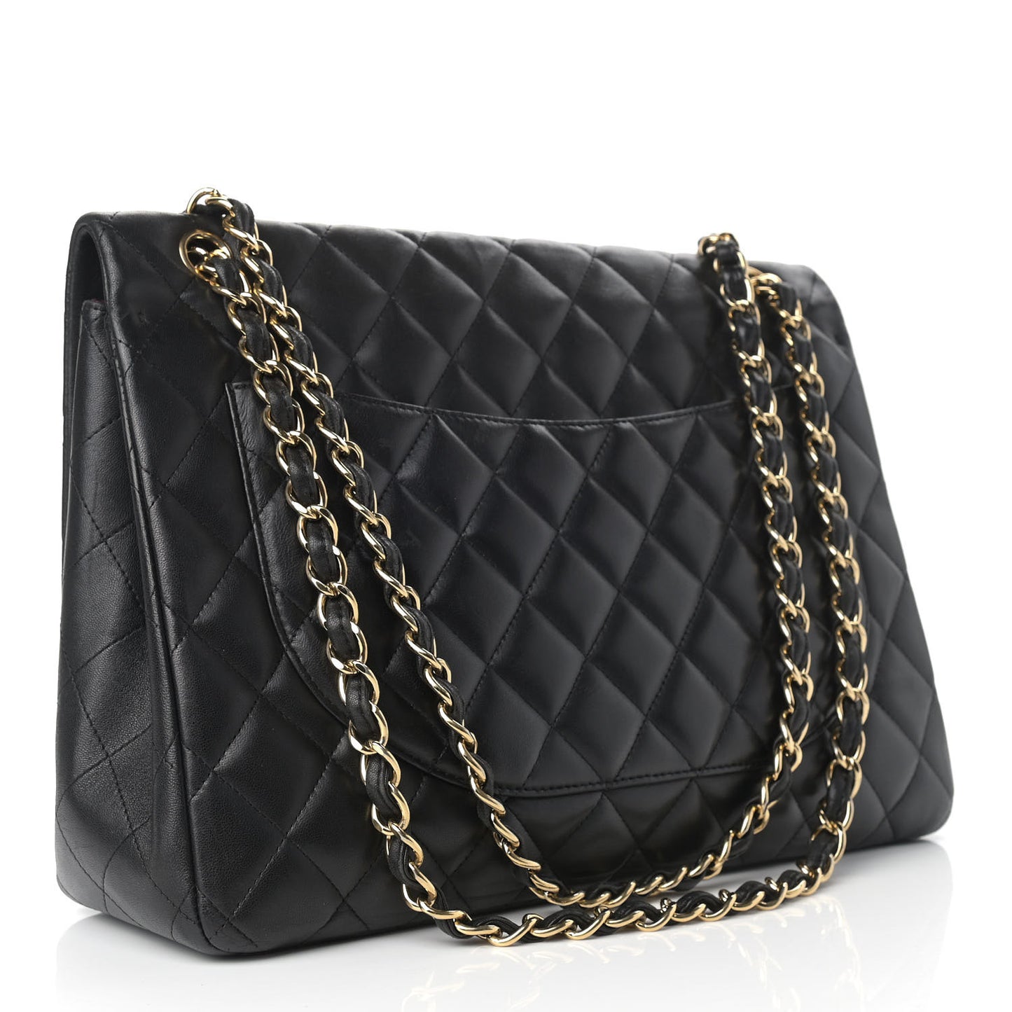 Lambskin Quilted Maxi Single Flap Black