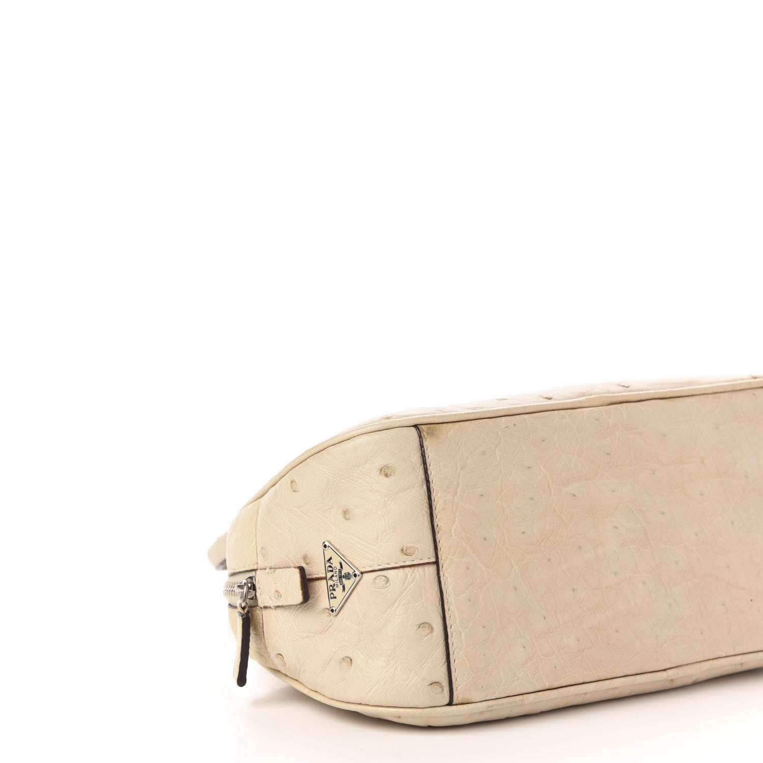 Prada Ostrich Mini Bowling Bag Beige 8 of 13