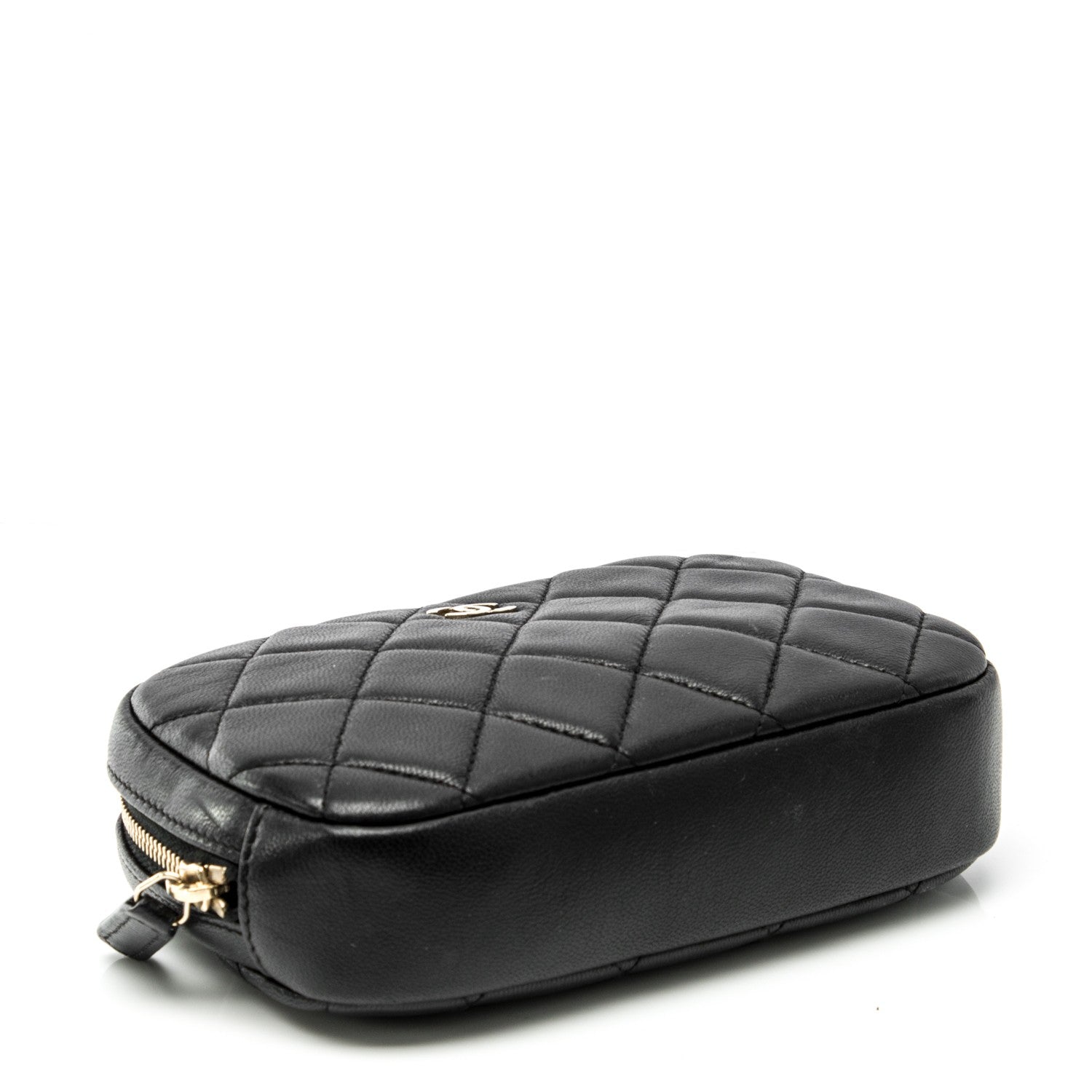 Chanel Lambskin Quilted Small Curvy Pouch Cosmetic Case Black 4 of 7