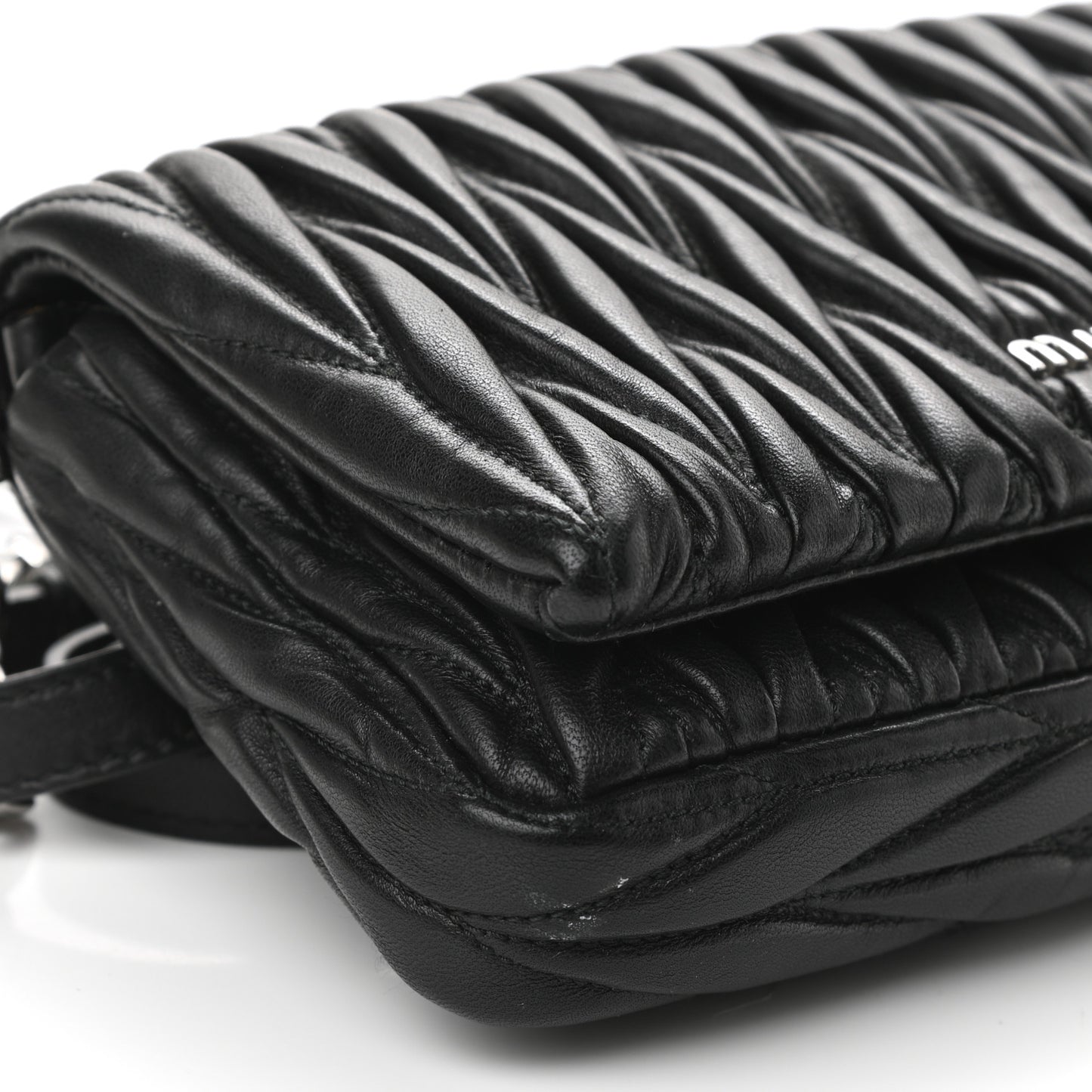 Nappa Matelasse Crystal Chain Crossbody Bag Black