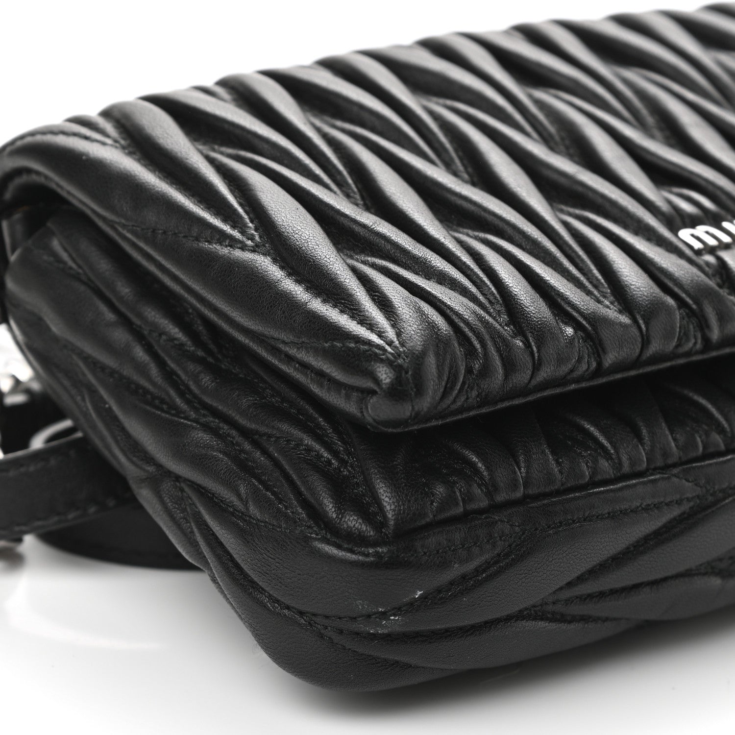 Miu Miu Nappa Matelasse Crystal Chain Crossbody Bag Black 8 of 9