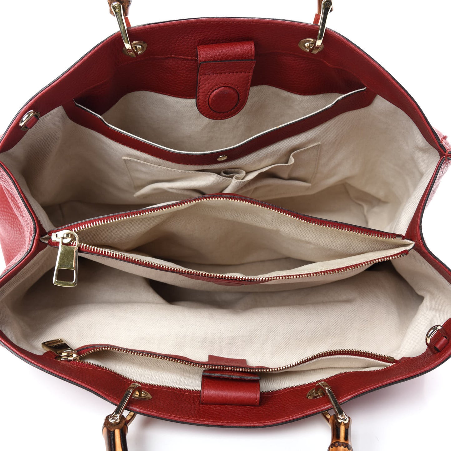 Calfskin Large Bamboo Shopper Tote Red