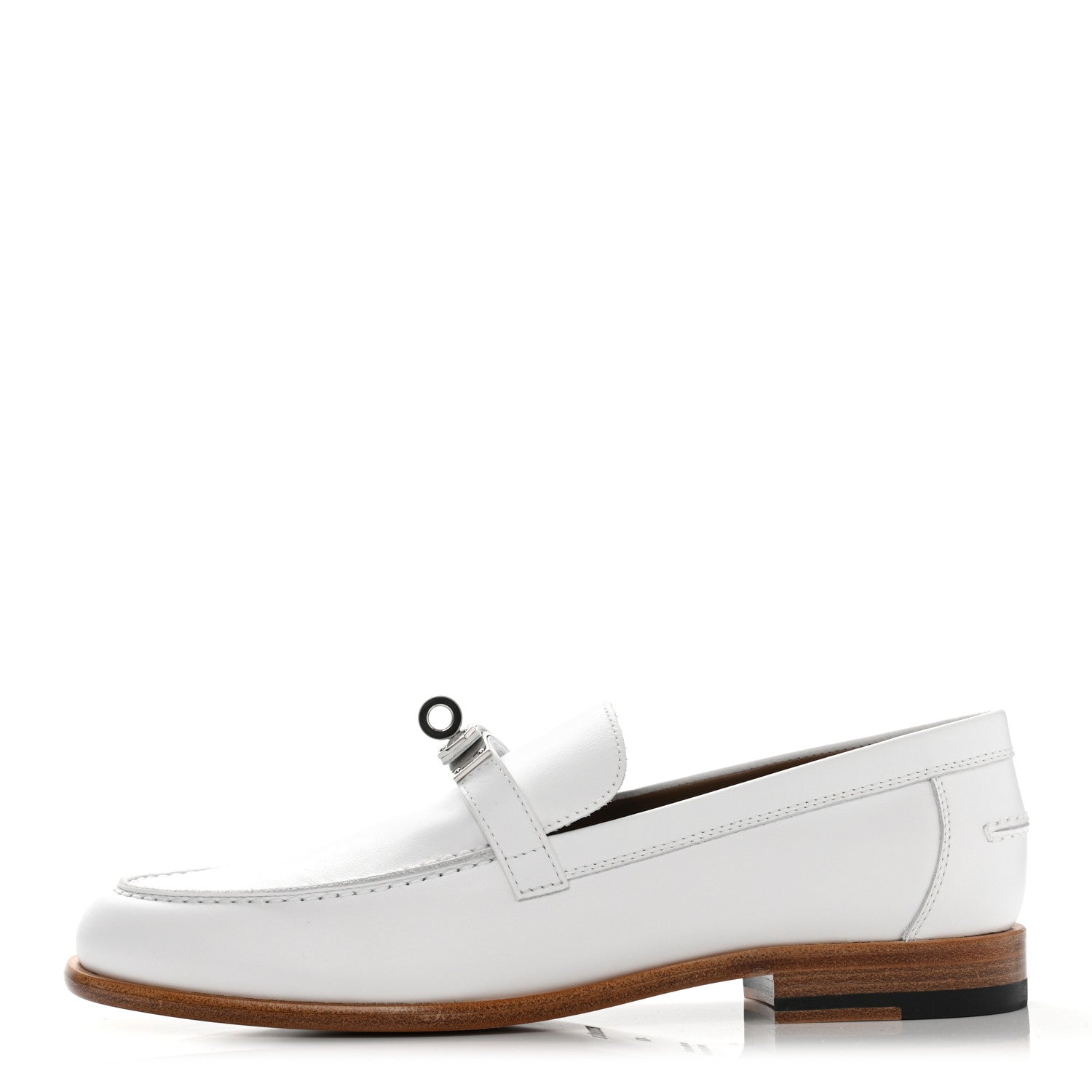 Hermes Calfskin Womens Destin Loafer 37 White 1 of 9