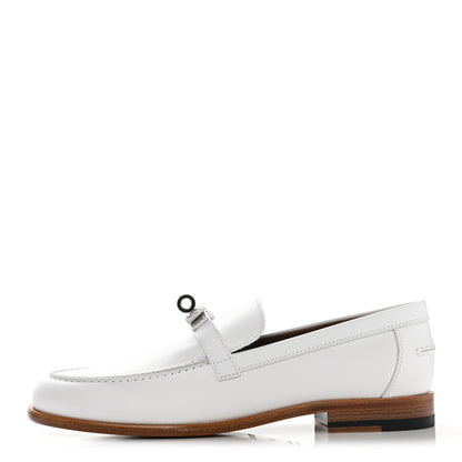 Hermes Calfskin Womens Destin Loafer 37 White 1 of 9