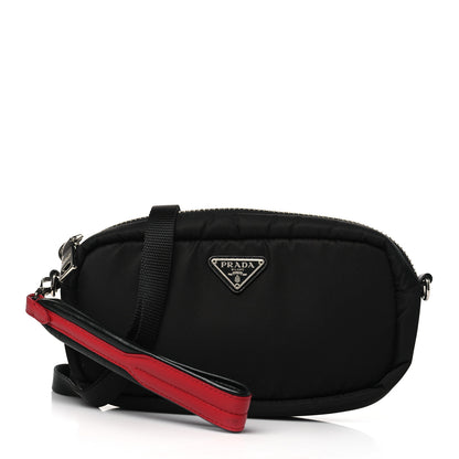 Prada Tessuto Soft Nylon Small Convertible Crossbody Wristlet Black Fuoco 1 of 10