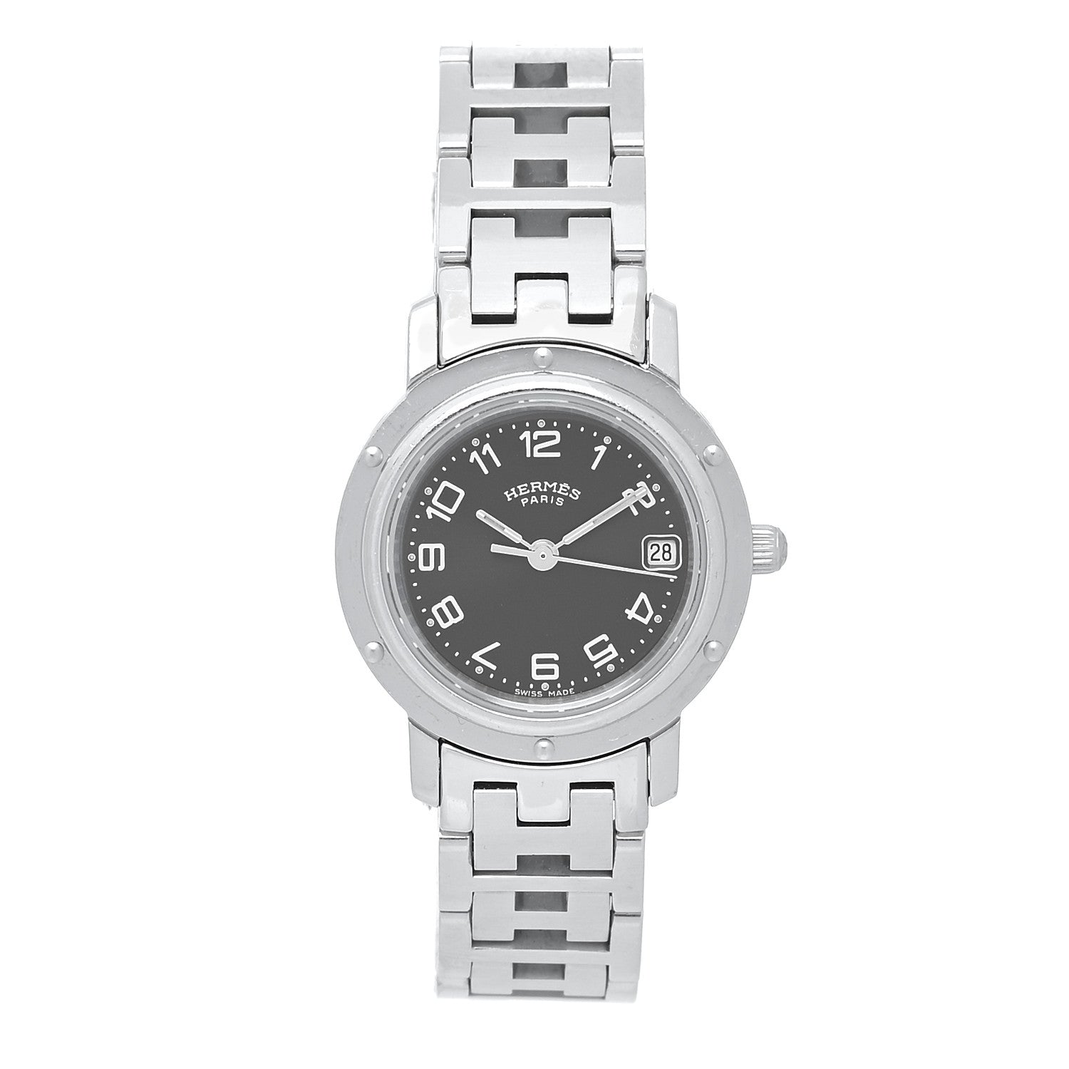 Hermes Stainless Steel 24mm Clipper Quartz Watch Gray 1 of 5