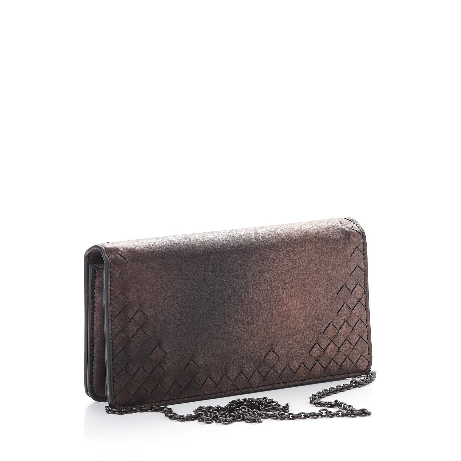 Bottega Veneta Metallic Nappa Intrecciato Continental Wallet on Chain Dark Copper 3 of 10