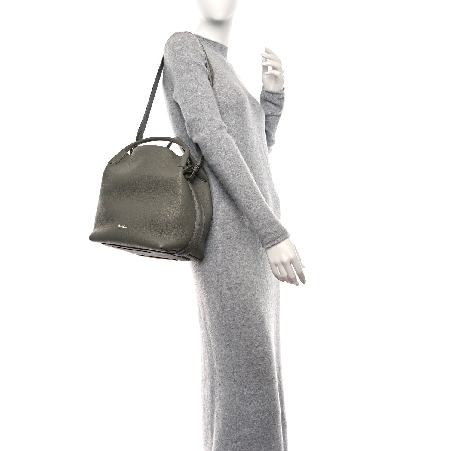 Loro Piana Grained Calfskin Large Bale Bag Yerba Mate 2 of 13
