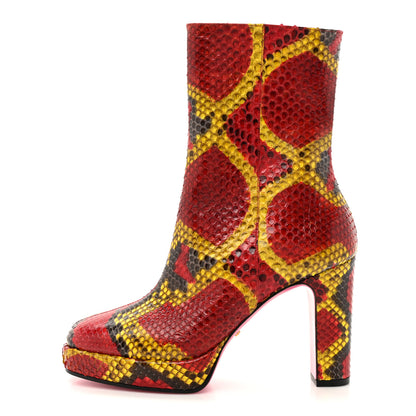 Gucci Snakeskin Platform Boots 37 Red Multicolor 1 of 10
