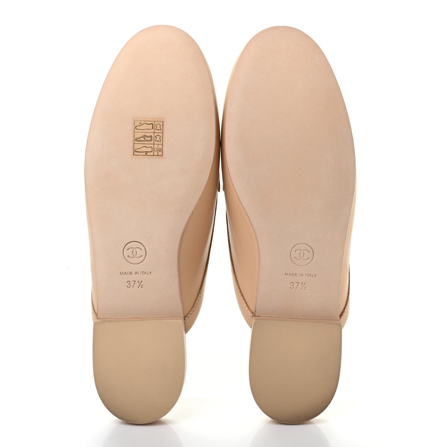 Lambskin Pearl CC Mules 37.5 Beige